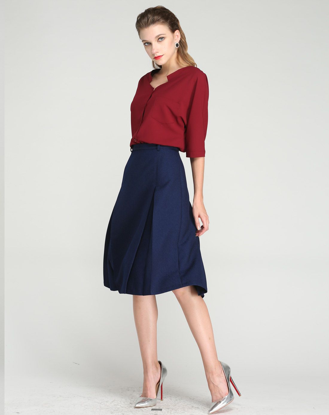 藏青色百搭时尚半身裙