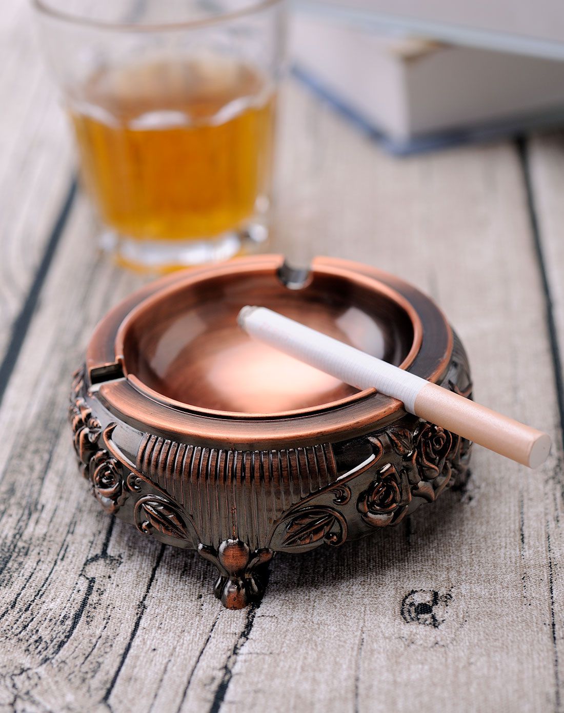 古典复古金属烟灰缸(红铜色)