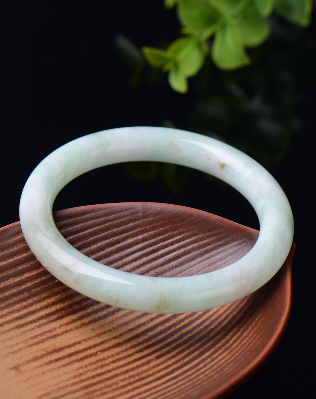 filial&love 豆种特色圆条天然翡翠手镯a货附证书