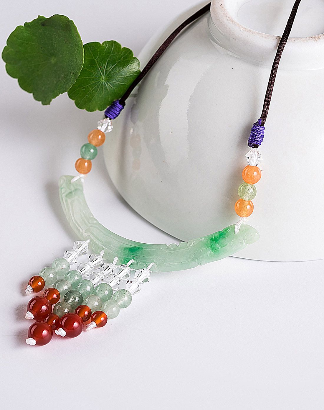 filial&love玉石专场filial&love 特色天然翡翠配水晶玛瑙毛衣链a货附