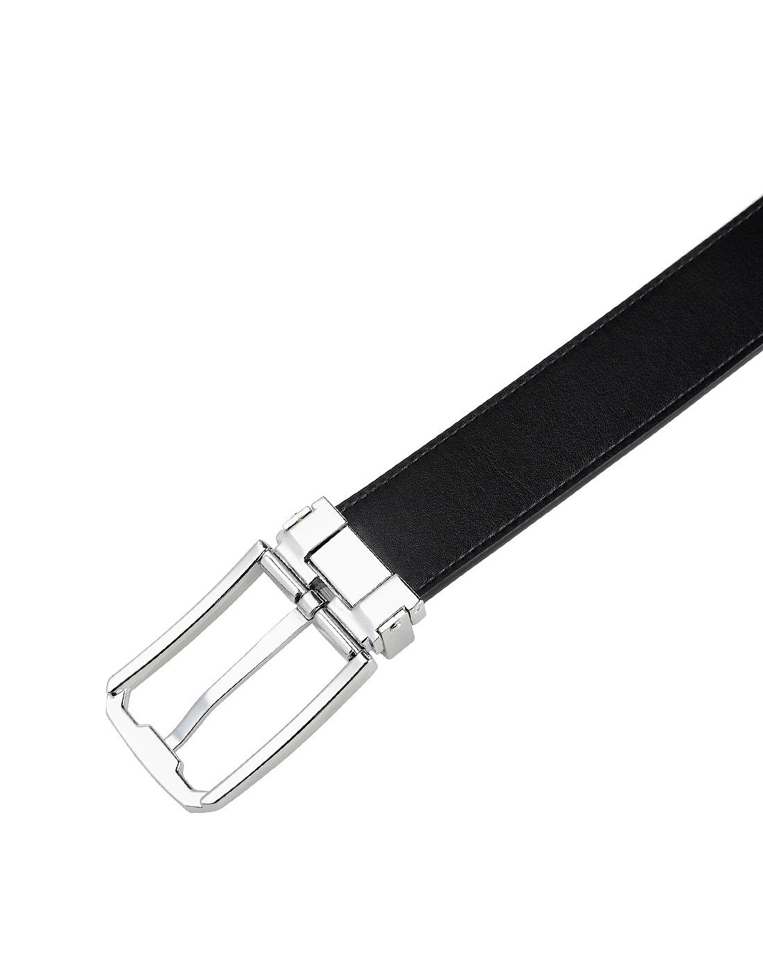 男款黑色牛皮时尚简约百搭针夹扣皮带