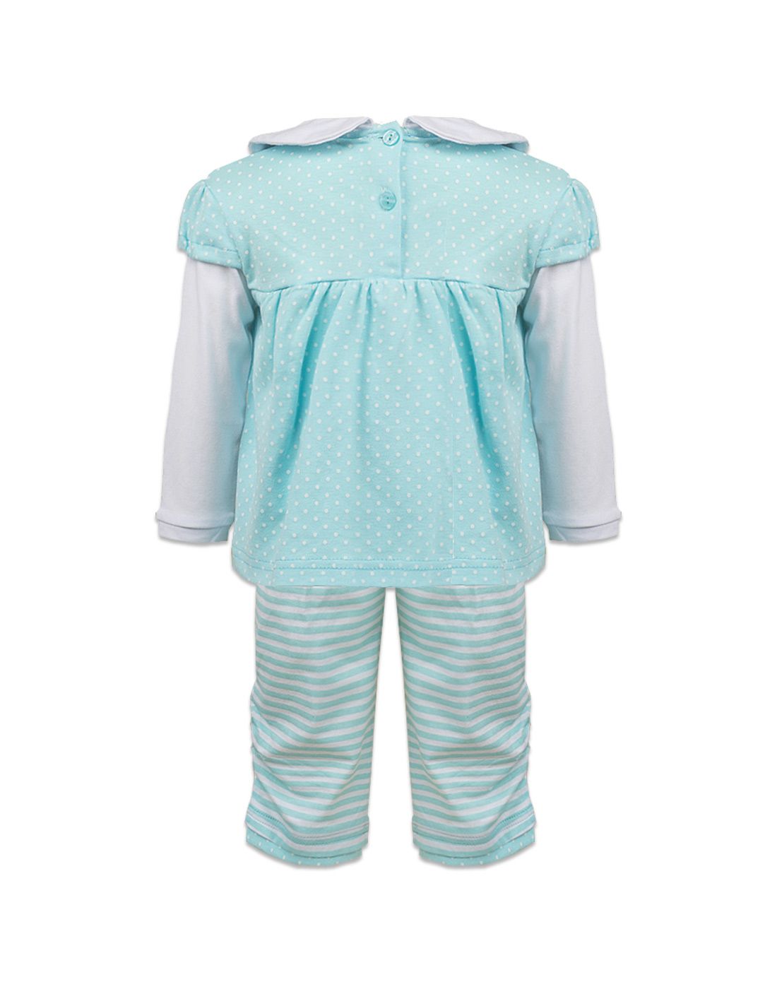 婴姿坊yingzifang婴童服饰专场女童蓝色针织布印花套装852122973508