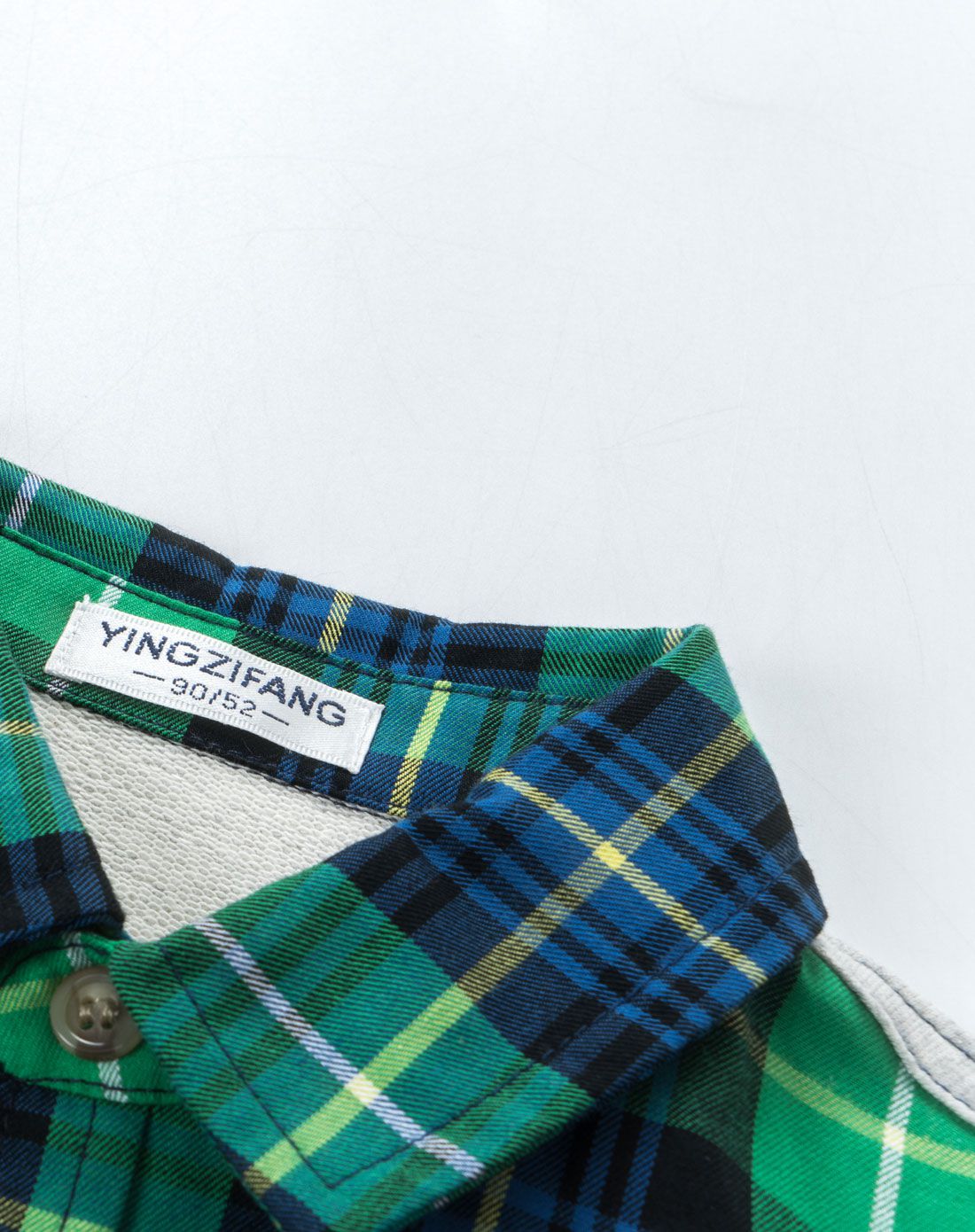 婴姿坊yingzifang婴童服饰专场男童绿色拼接格仔衬衣d2711005948_唯品