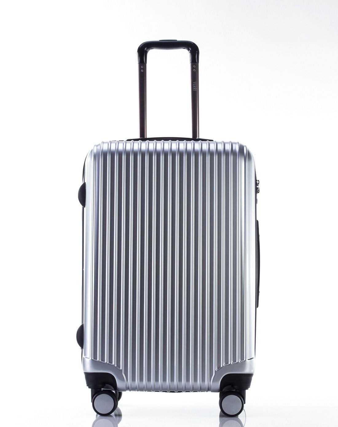verri学院风细条纹拉链银色拉杆箱24寸