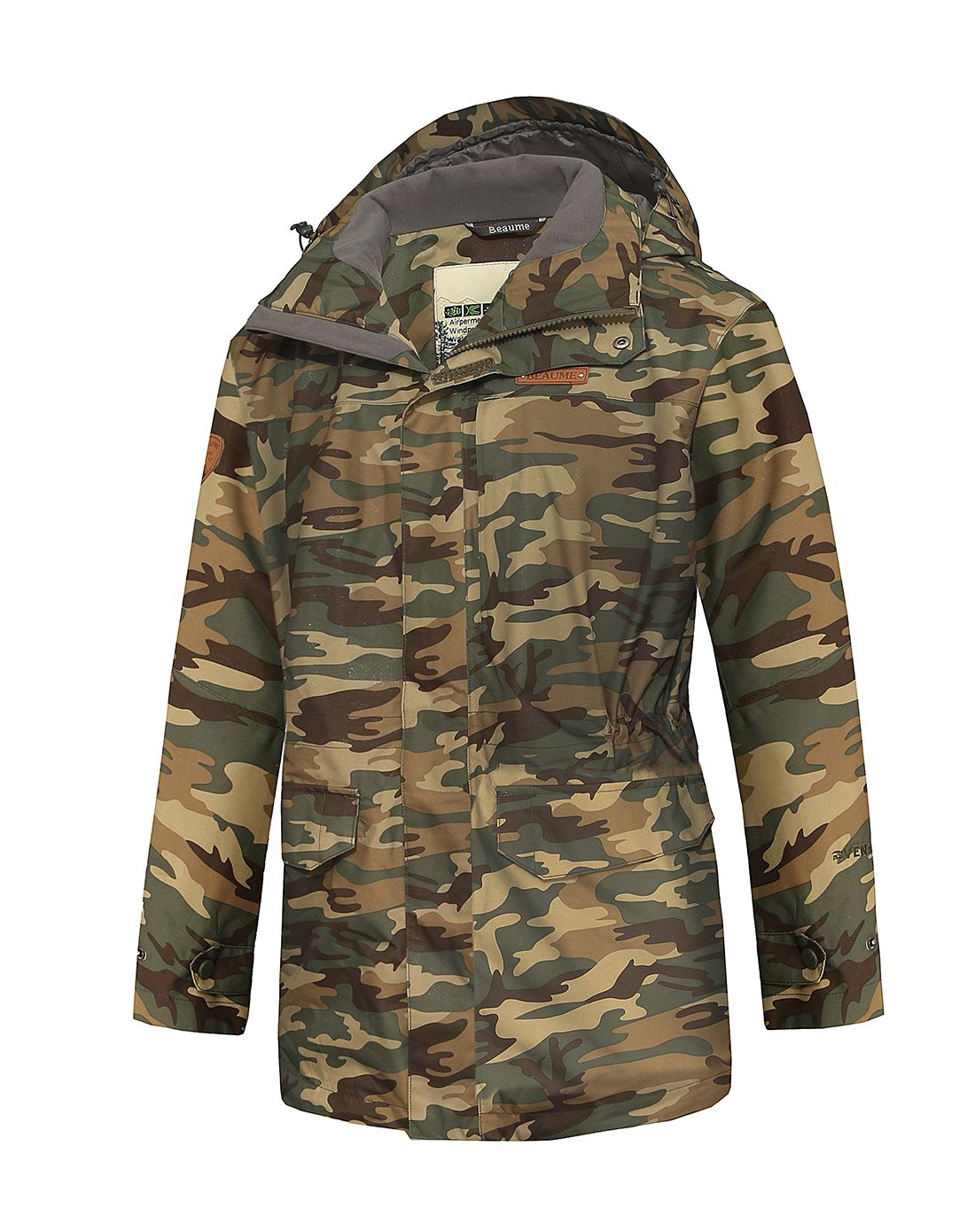 迷彩印花 男款军绿中长单冲锋衣 防水透湿faa63009军绿迷彩_唯品会