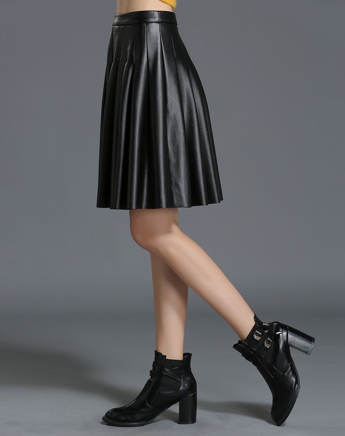 美莎帕mesappas女装清仓专场黑色时尚高腰a字皮裙ma19dq318z03_唯品会