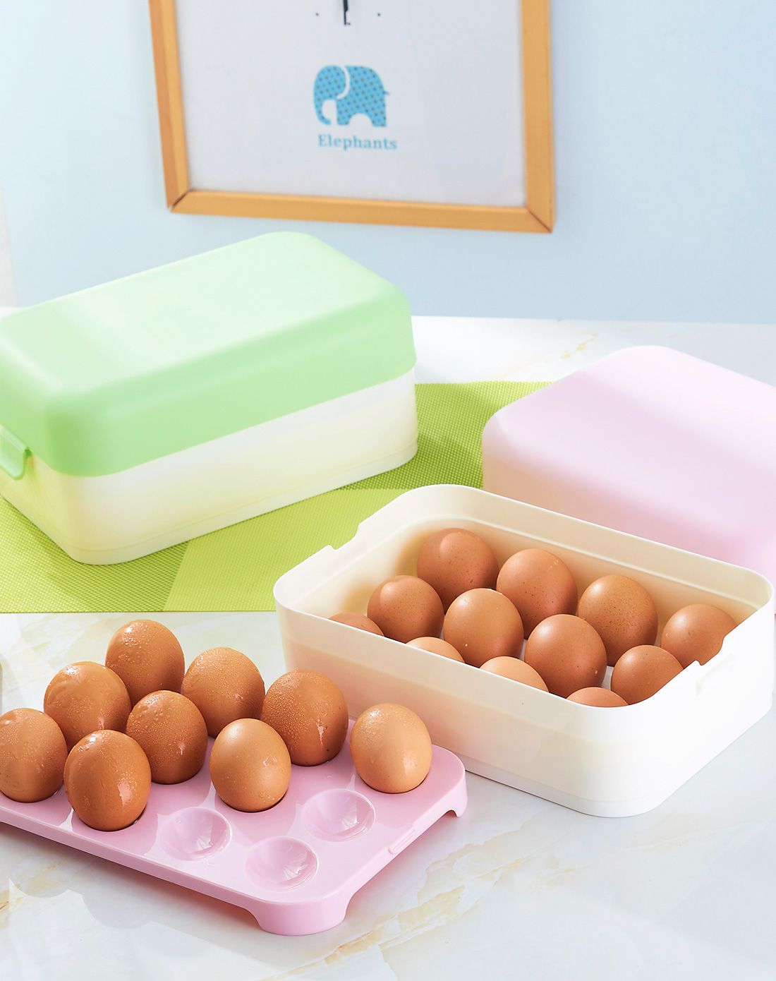 简约柔色双层鸡蛋收纳盒
