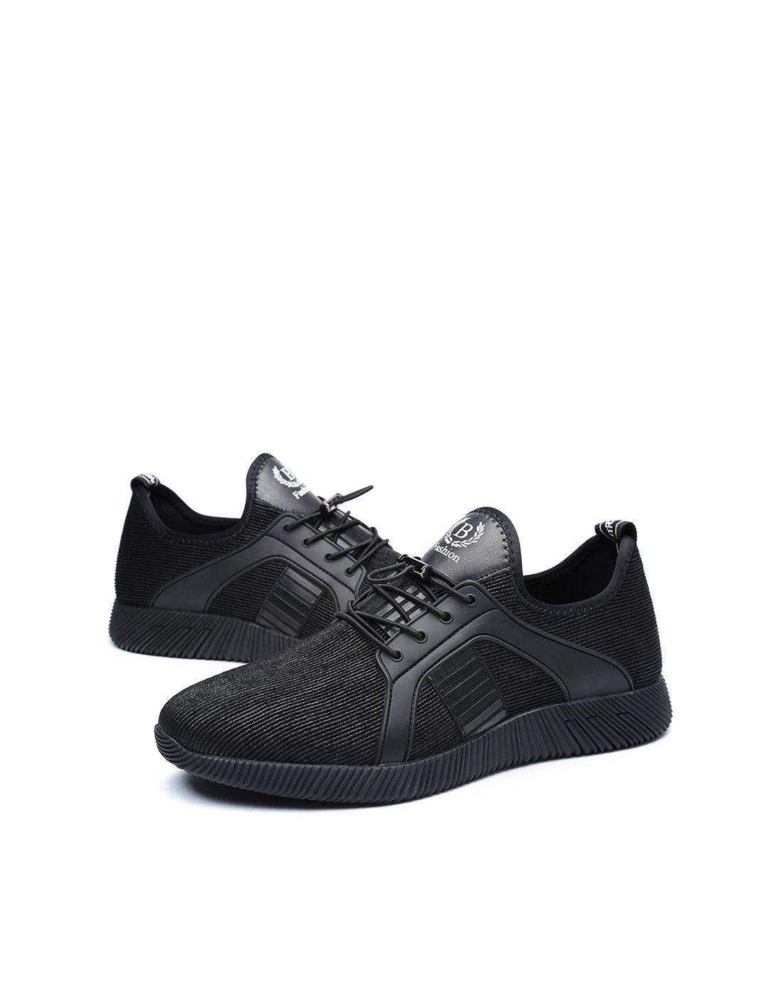 时尚松紧带 男款黑色新风尚运动休闲鞋