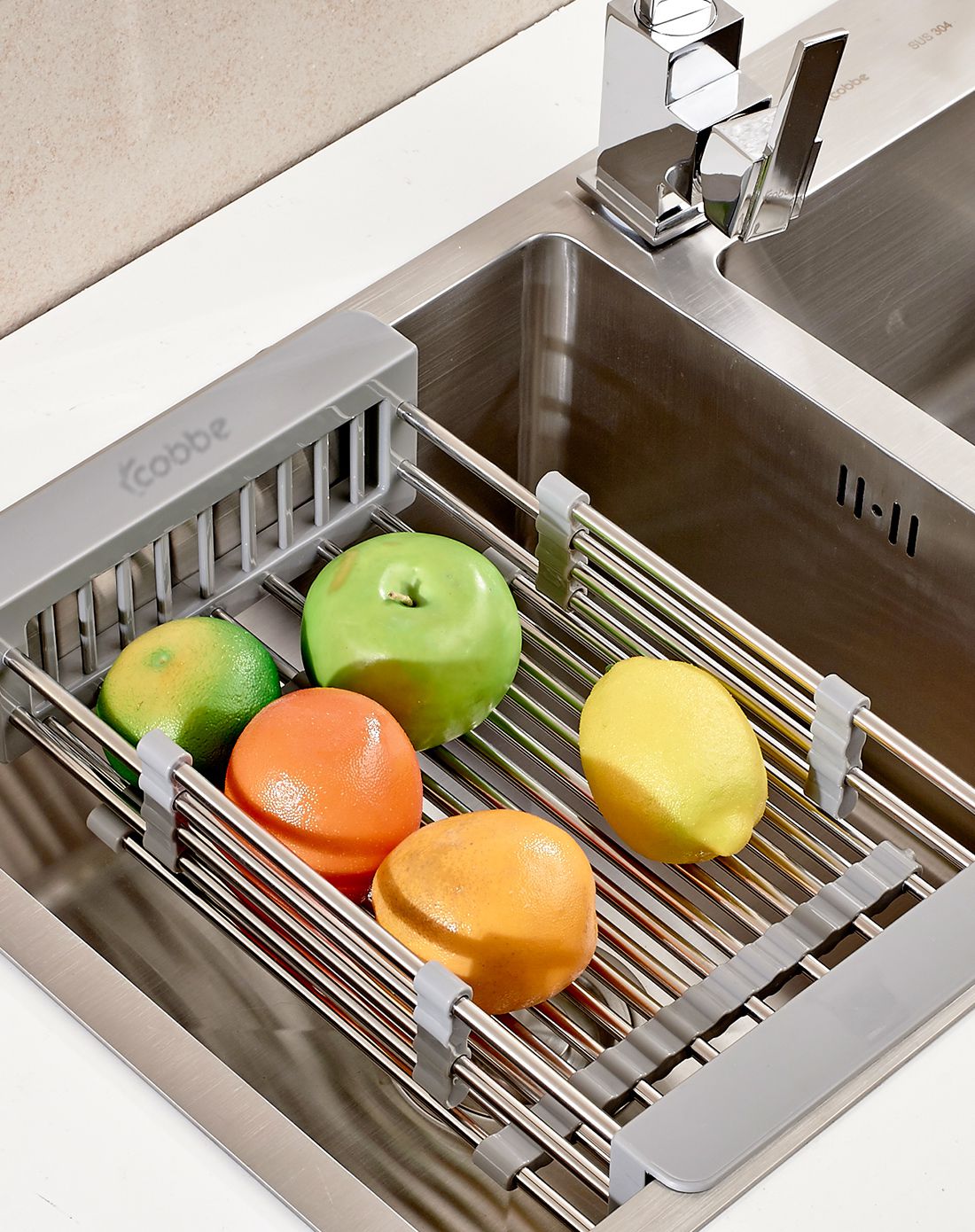 厨房不锈钢沥水伸缩篮6225