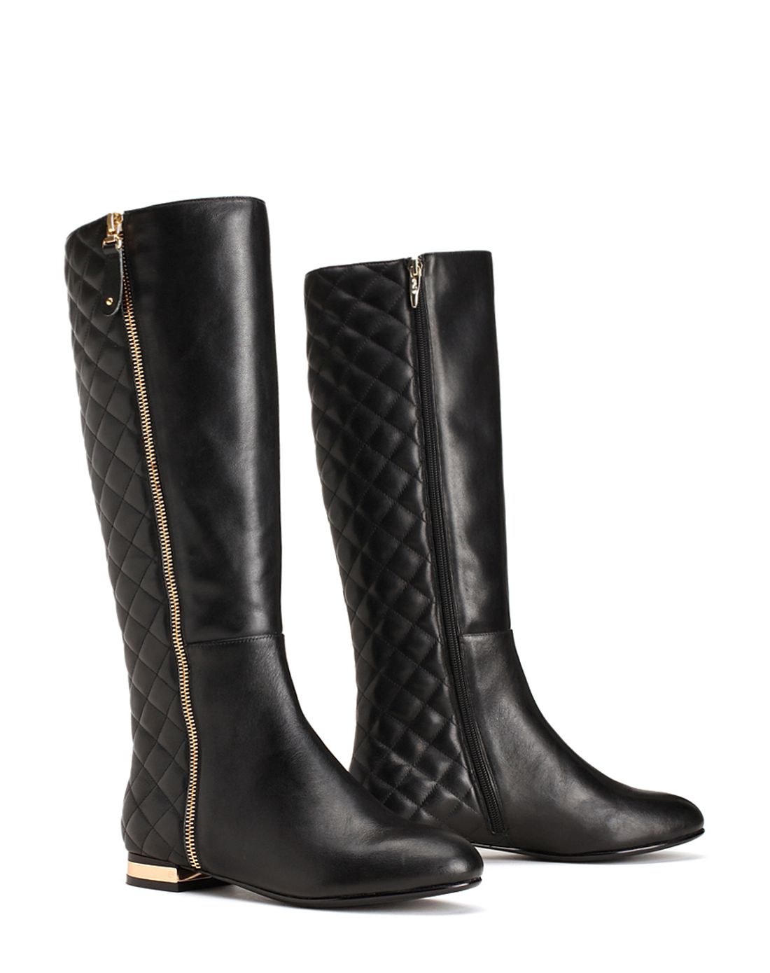 舒适圆头女式靴子黑色