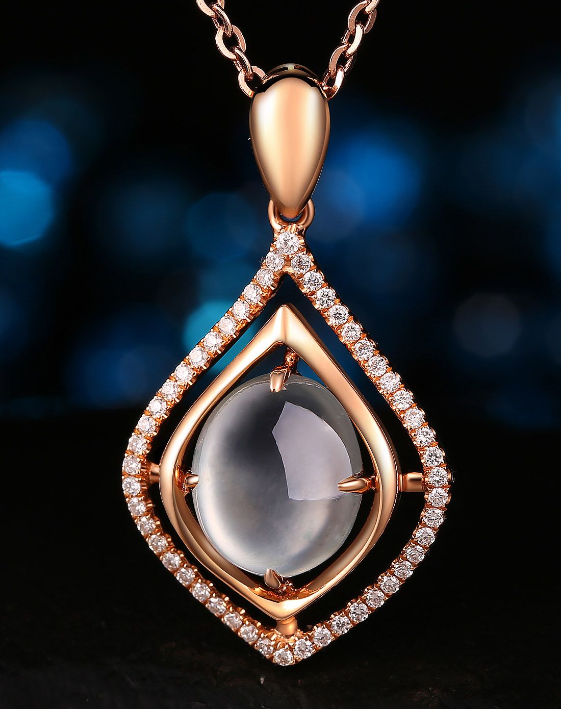 一品翠 冰种18k镶钻豪华款翡翠吊坠