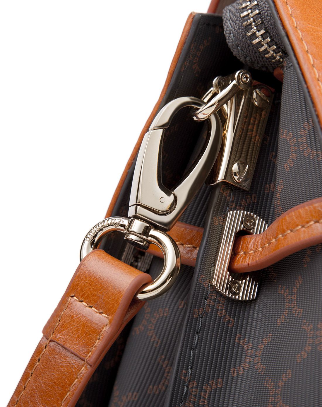 女款灰色/橙色进口pvc配牛皮革手提包