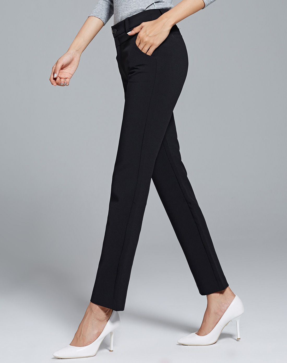 suya女裤专场黑色优雅直筒裤16829700-10a_唯品会