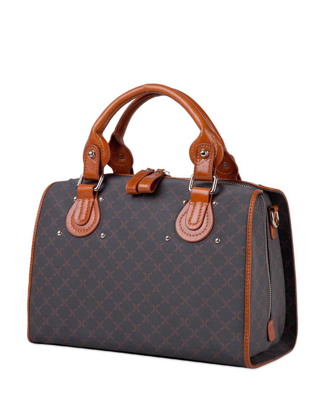 女款灰色/橙色进口pvc配牛皮革手提单肩包