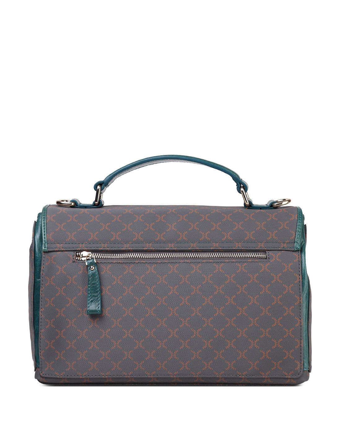 女款灰色/蓝色进口pvc配牛皮革单肩包