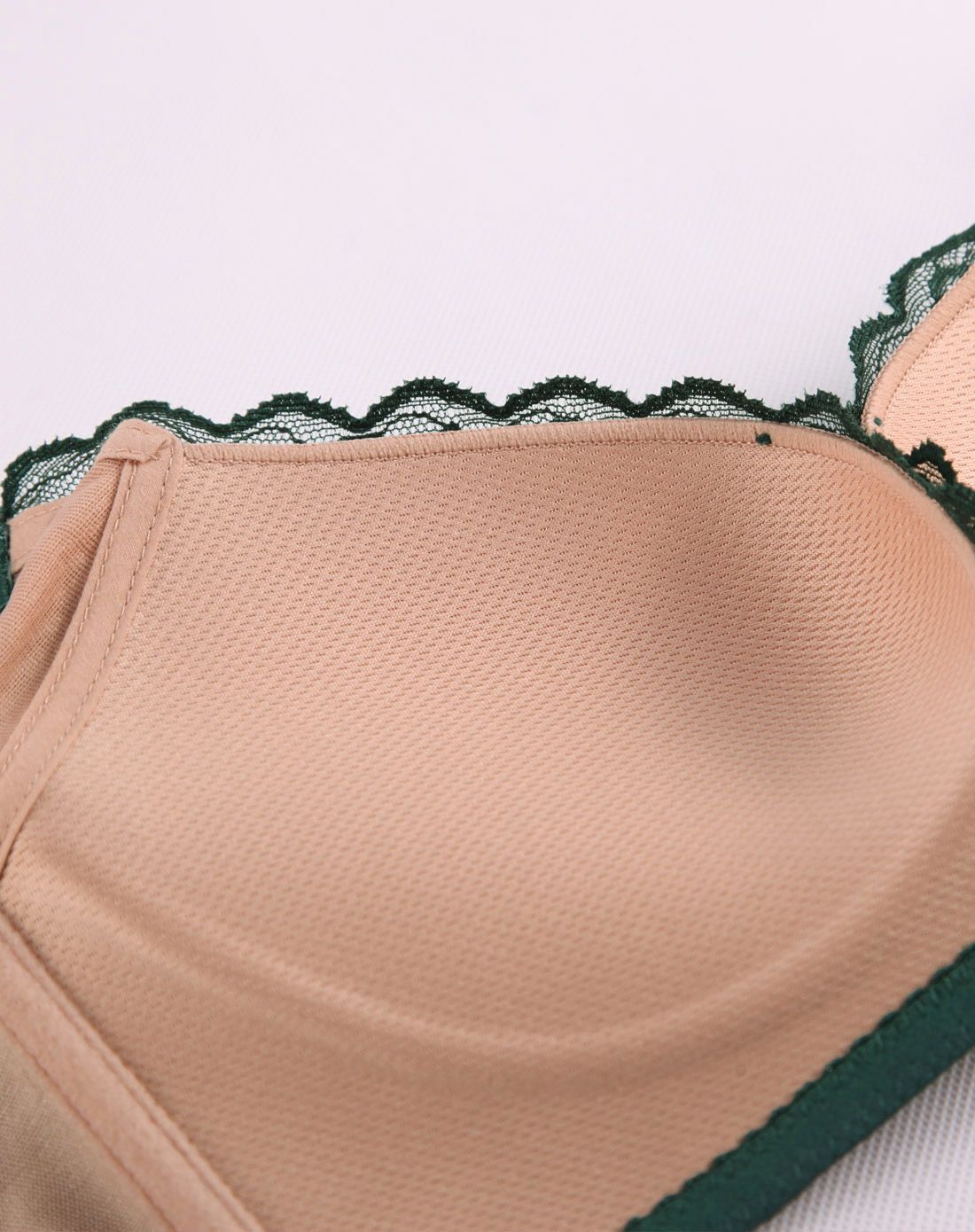 女款墨绿色abc杯无钢圈聚拢渐厚文胸