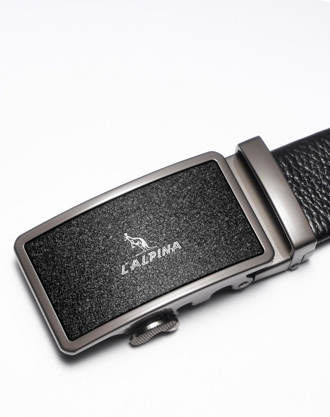 阿尔皮纳袋鼠头层牛皮男款黑色皮带