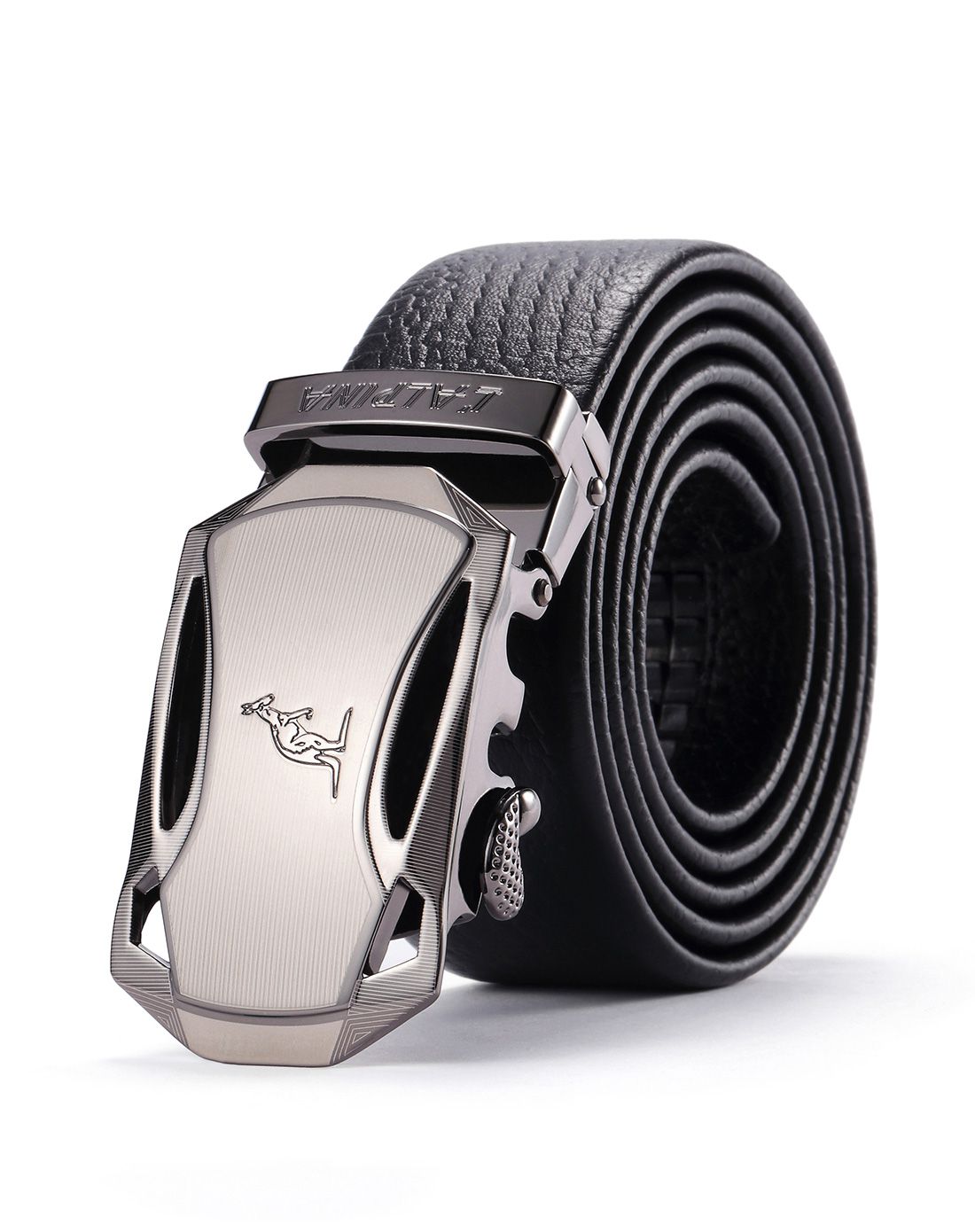 阿尔皮纳袋鼠青年腰带男士皮带自动扣牛皮黑色商务时尚休闲百搭