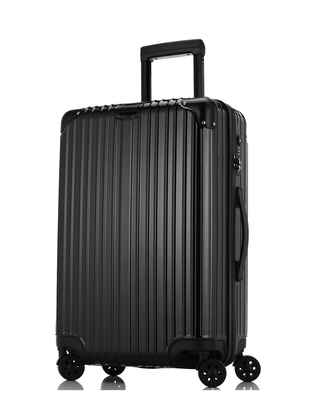 20寸黑色pc abs拉链款登机箱万向轮