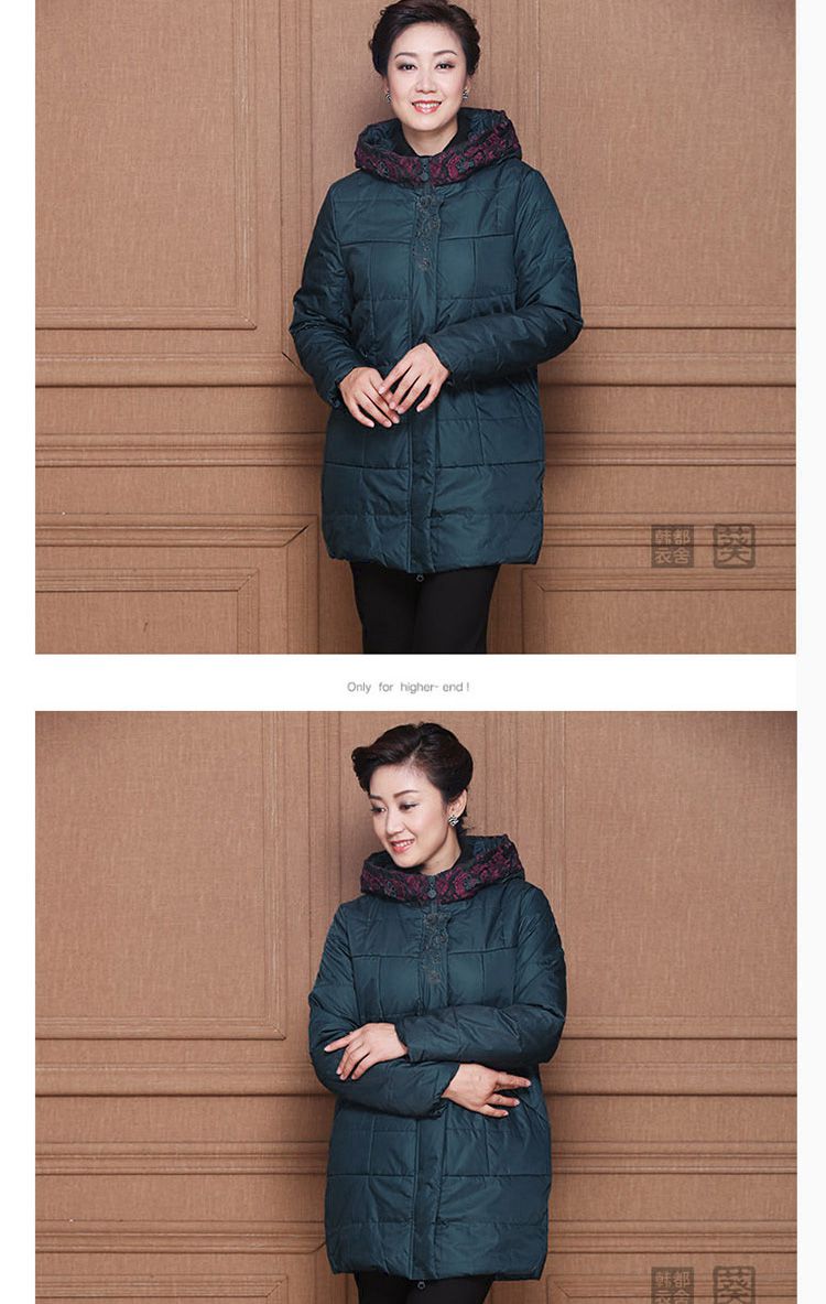 墨绿绣花羊毛棉棉衣