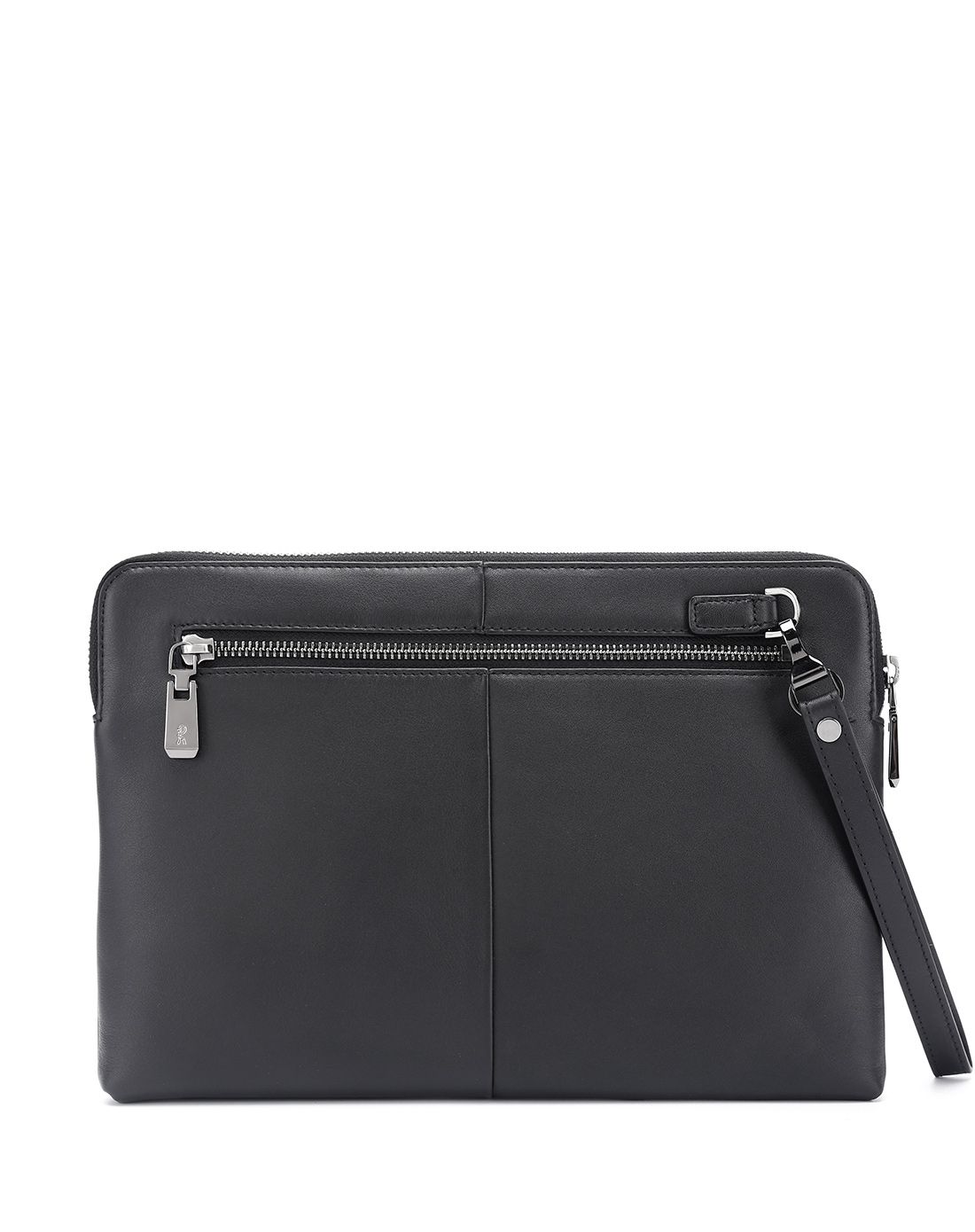 黑色牛头层皮革夹包