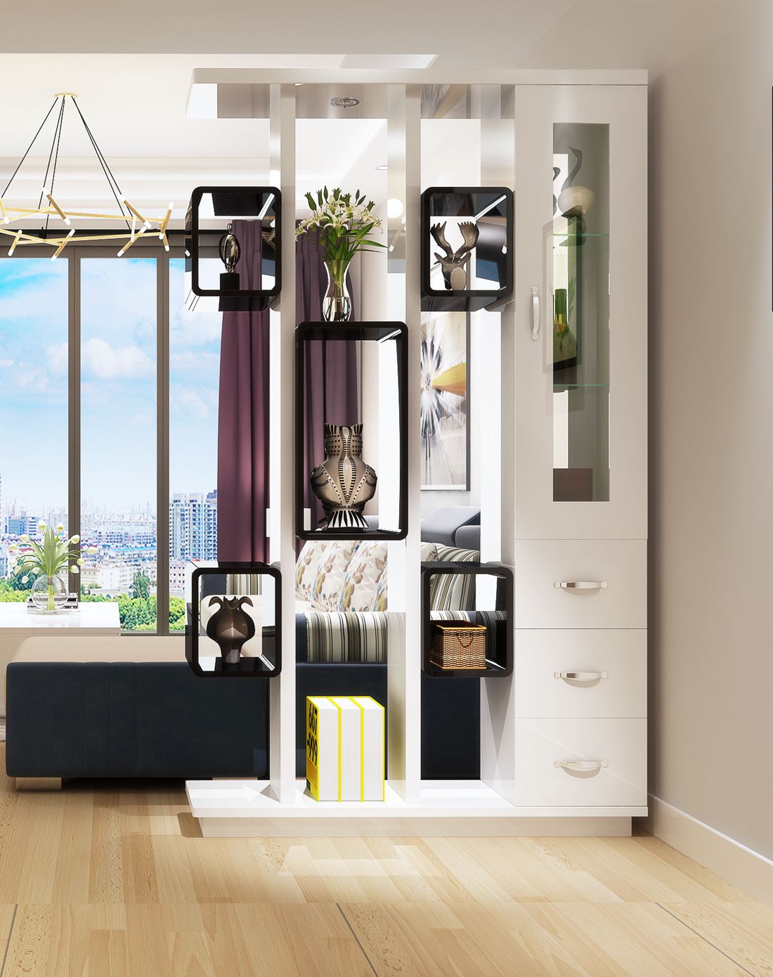 简约屏风隔断 时尚客厅镂空双面门厅柜