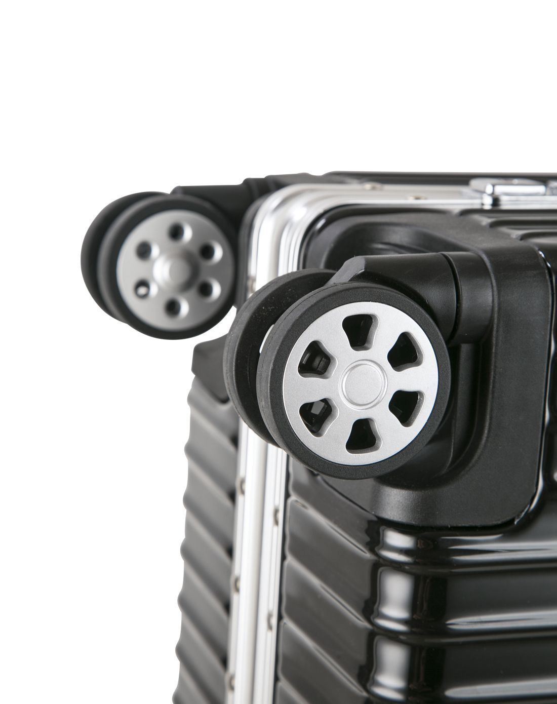 复古铝框皮把手拉杆箱海关锁星曜黑26寸