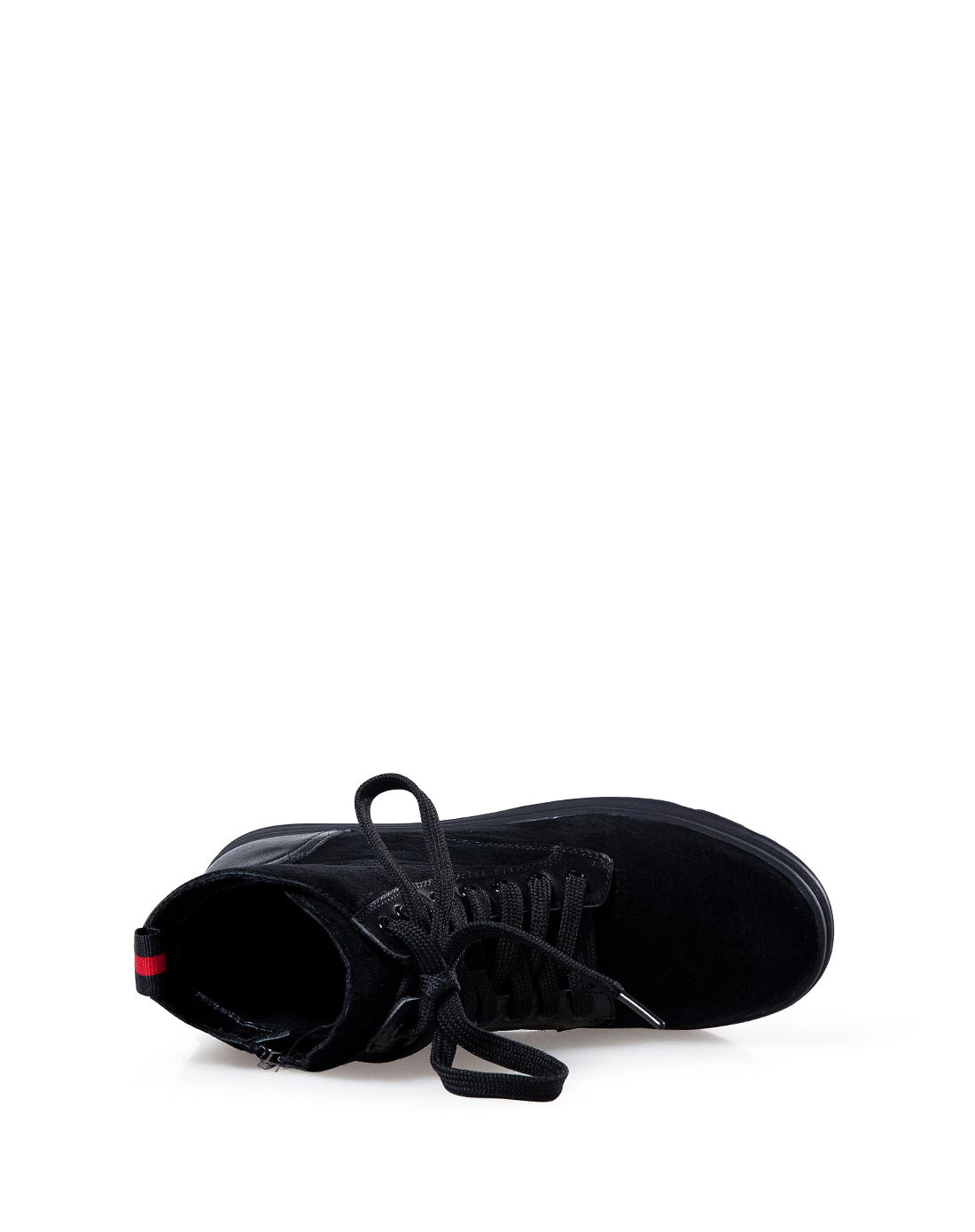 非谜fallinmiss2016冬季新款牛皮厚底系带黑色靴子vfm16d008635-1黑色