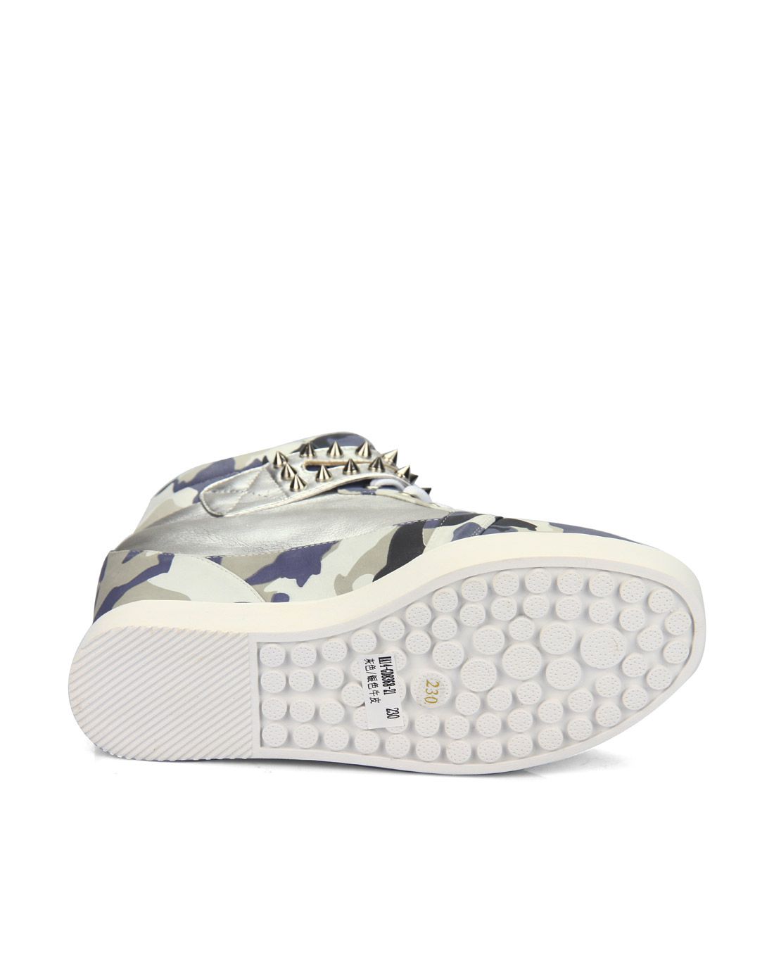 威尼女鞋灰/银色牛皮个性铆钉内增高女靴ma14-gd8368-21_唯品会