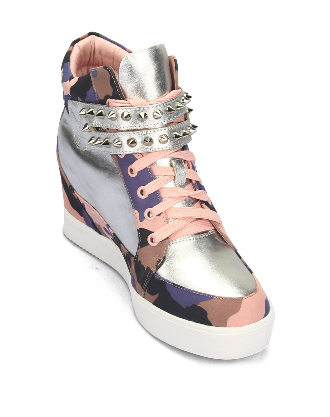 valy女鞋粉/银色牛皮个性铆钉内增高女靴ma14-gd8368-07_唯品会