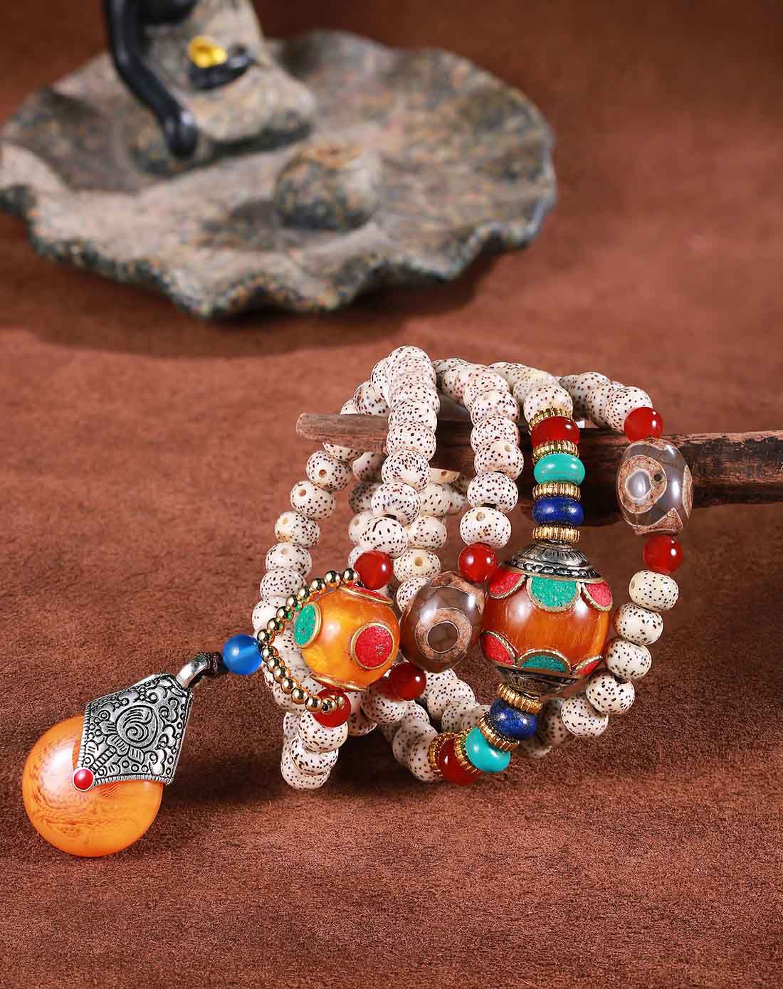 bnlf 民族风藏式星月菩提108 项链手链6*8mm