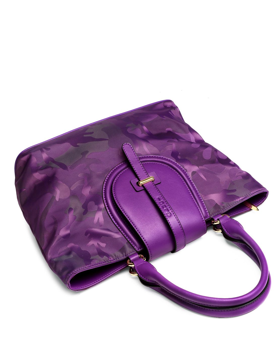 女士紫色迷彩百搭手提包