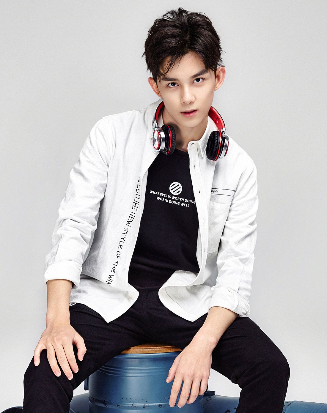 【吴磊明星同款】黑色长袖衬衫