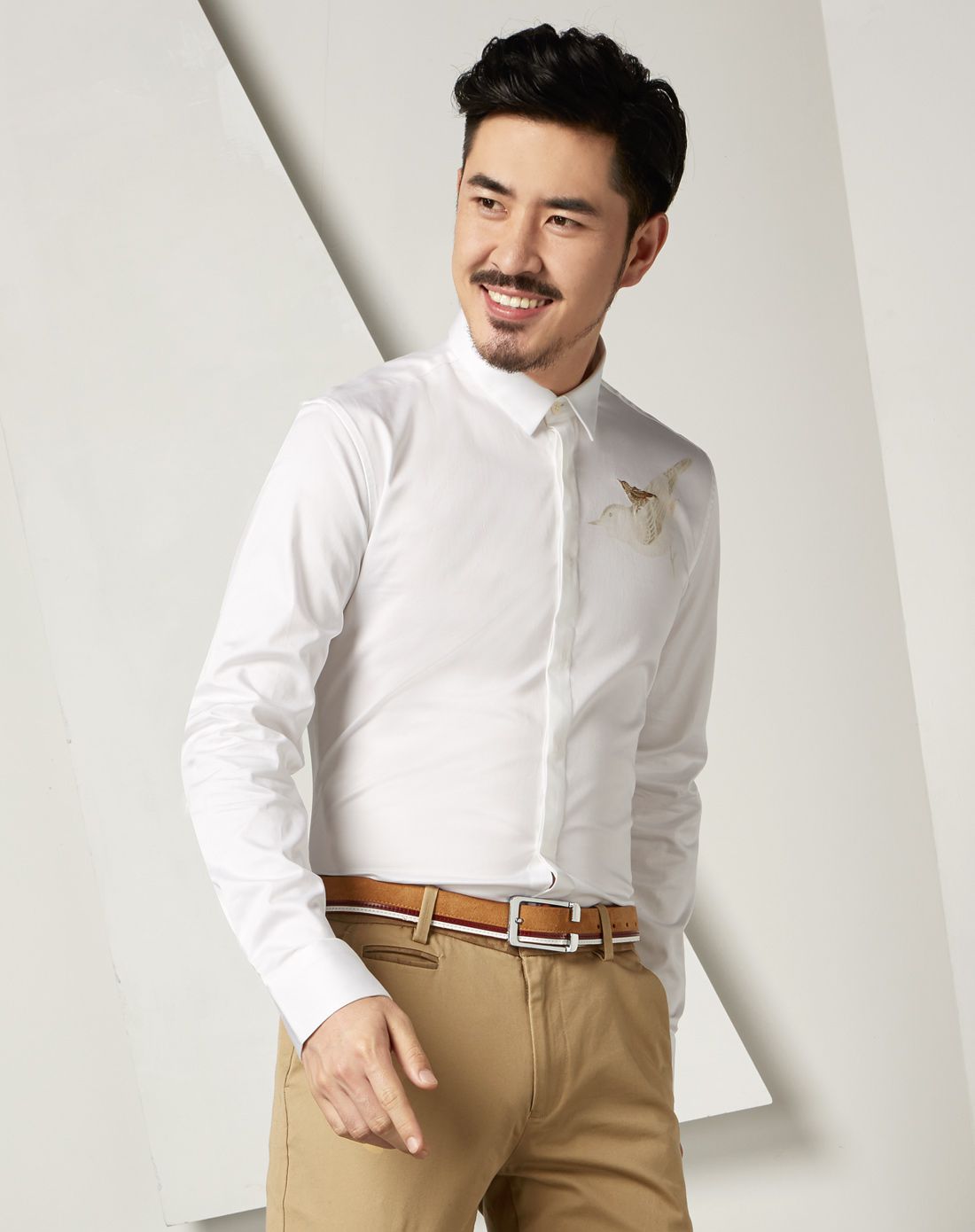 漂白中国风古典男士长袖衬衫