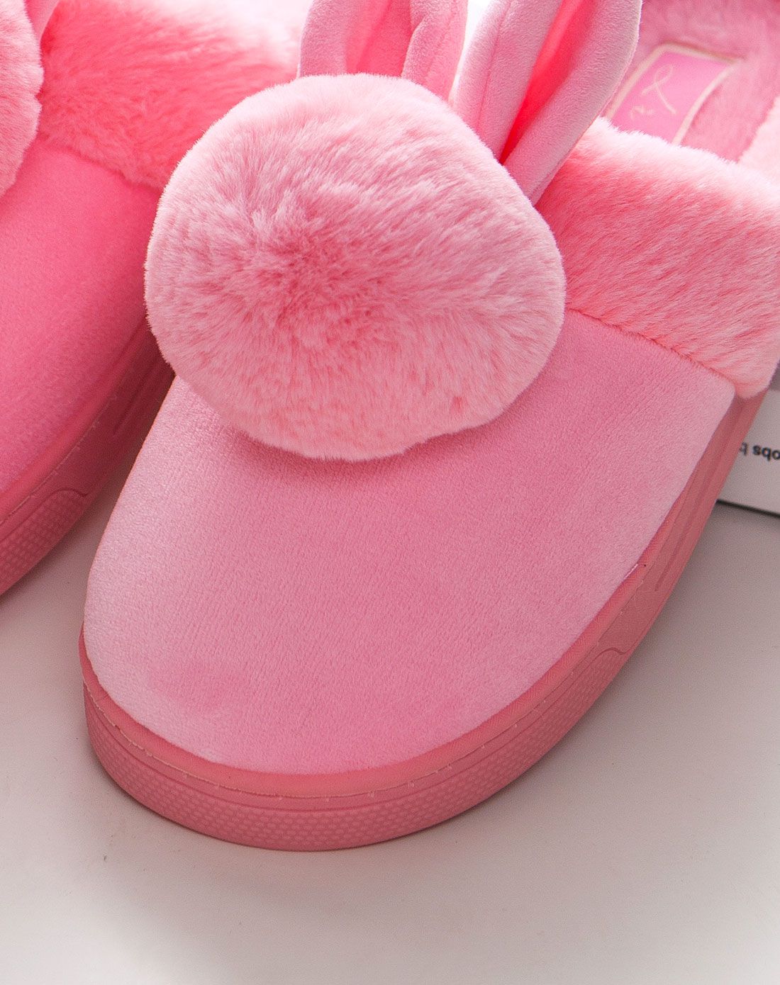 童款小兔兔毛绒拖鞋(粉色)