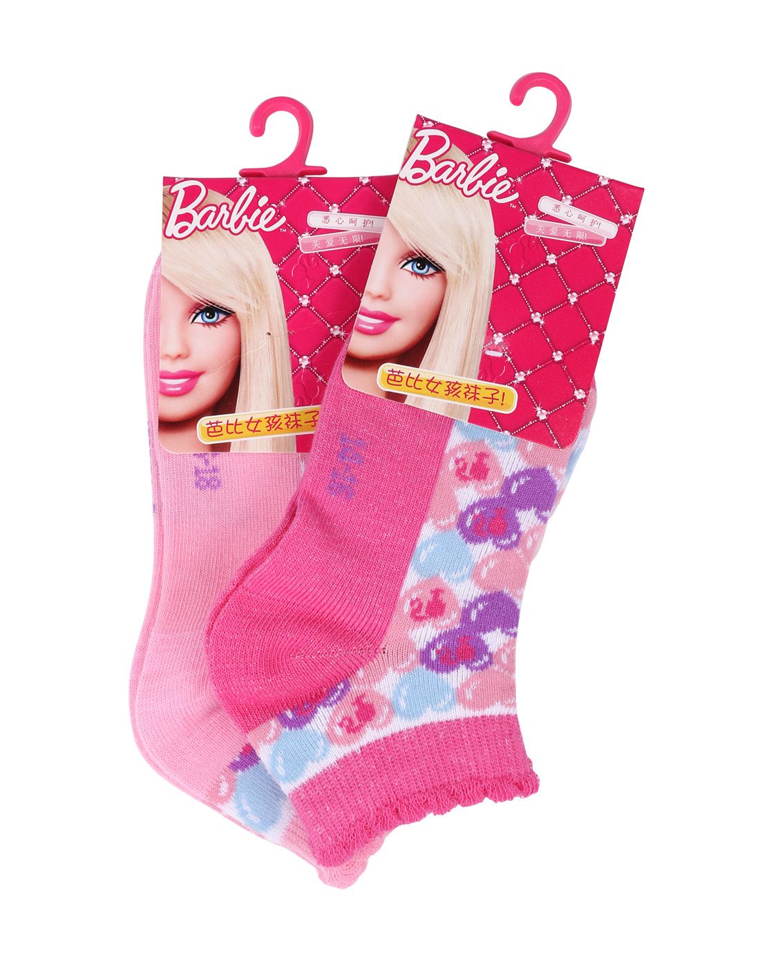 芭比女童混色花边棉质袜