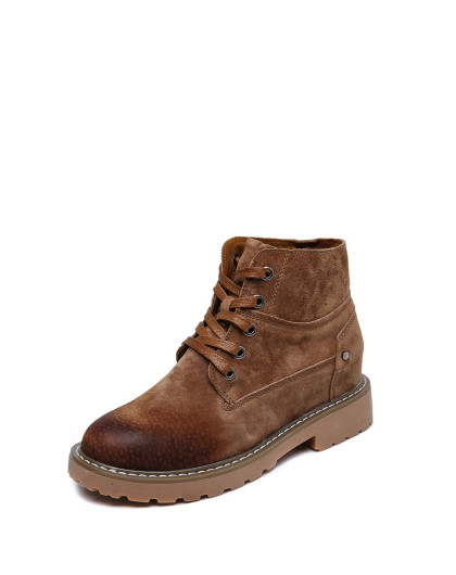 女款驼色猪巴皮马丁靴