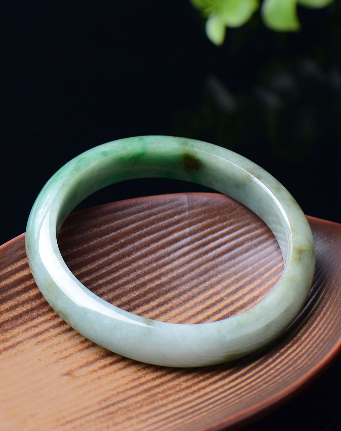 filial&love 糯种翠绿飘花翡翠手镯a货附证书