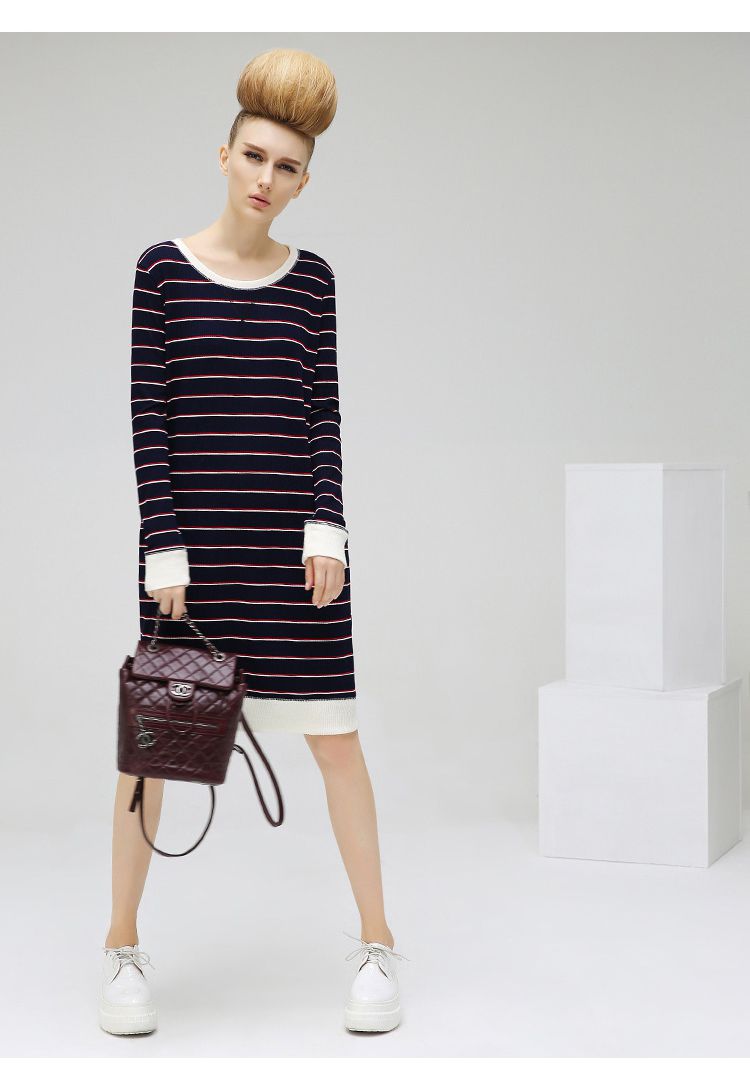 cocobella女装专场 拼色条纹宽松针织连衣裙 品牌名称: cocobella