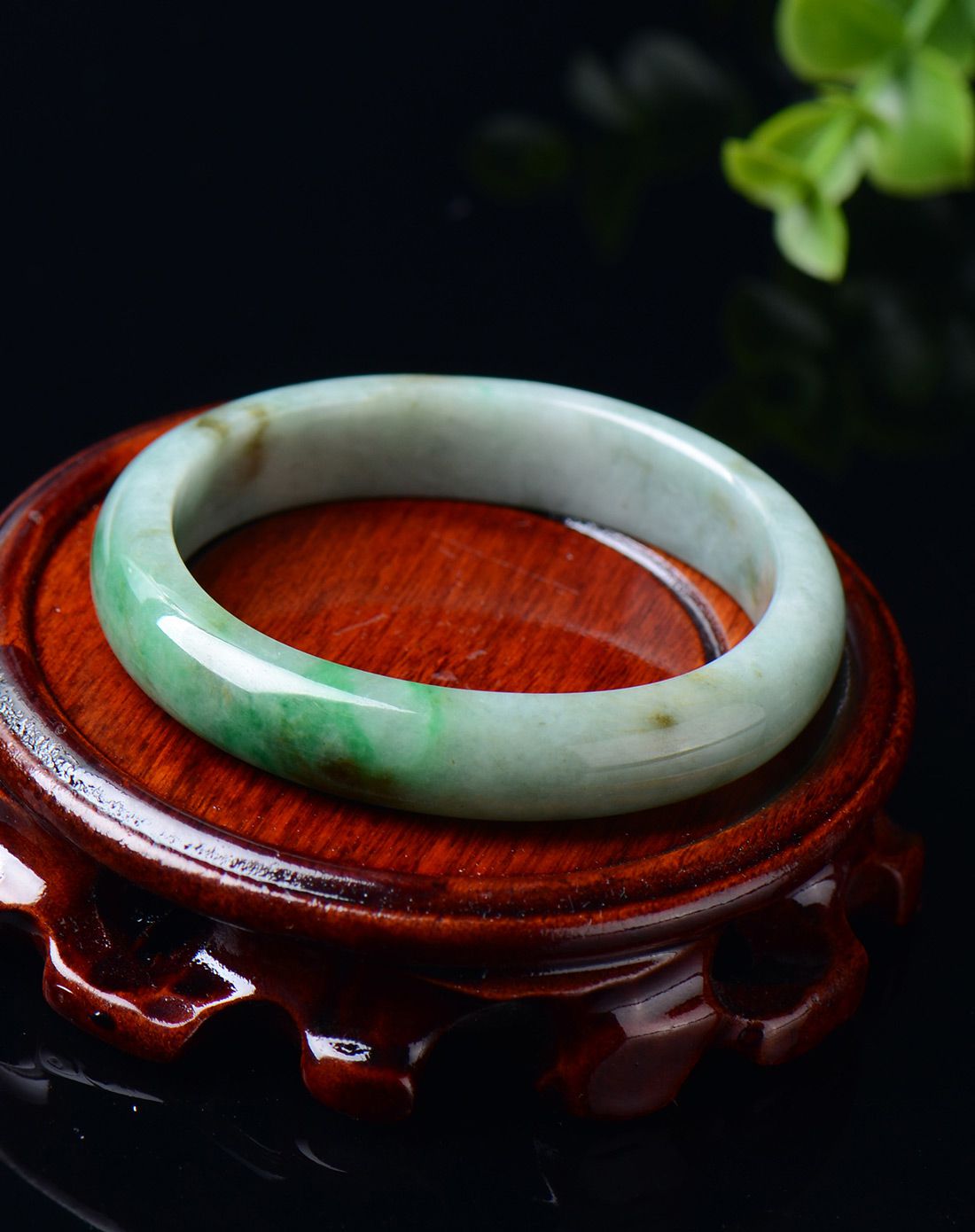 filial&love 糯种翠绿飘花翡翠手镯a货附证书