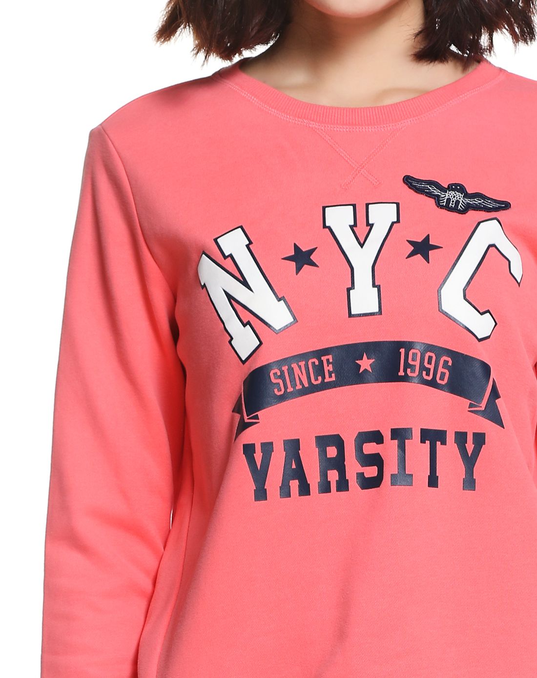 森马桃红色字母印花圆领长袖卫衣10315010009-6400_唯品会