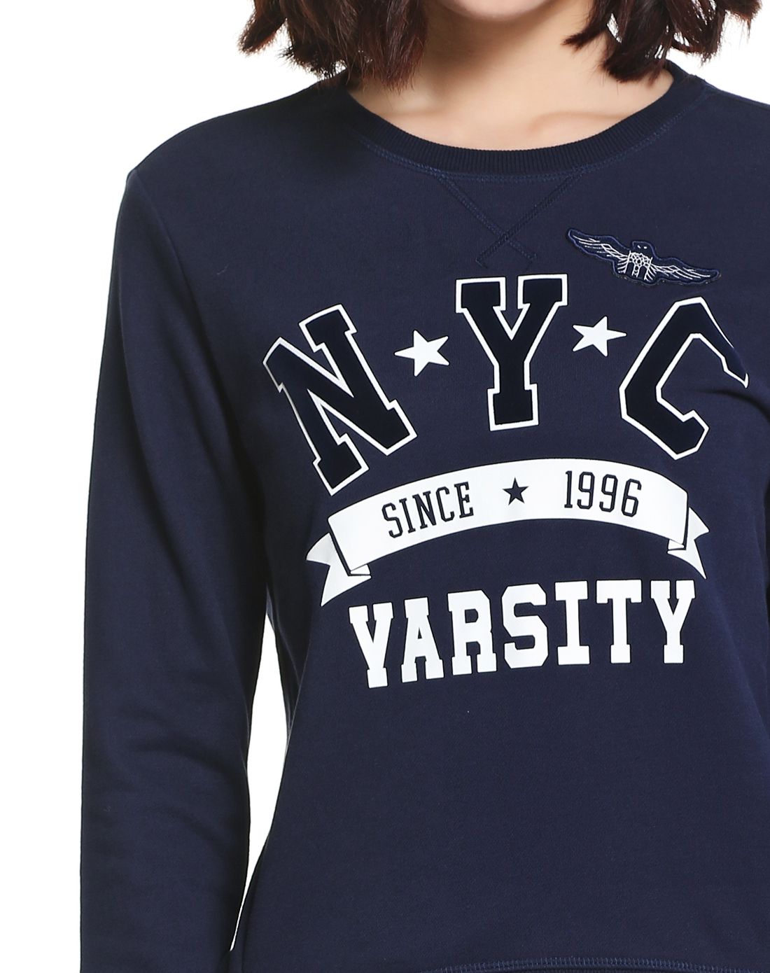 森马深蓝色字母印花圆领长袖卫衣10315010009-8700_唯品会