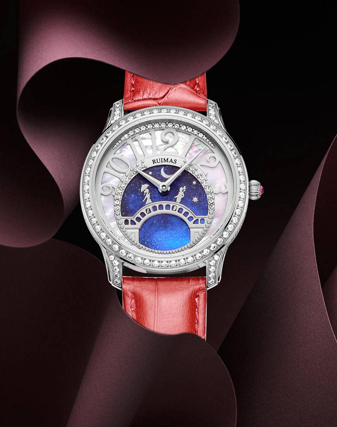 瑞马仕ruimas瑞马仕 进口机芯蓝宝石鹊桥汇石英女表 附赠品rl6681lcrd