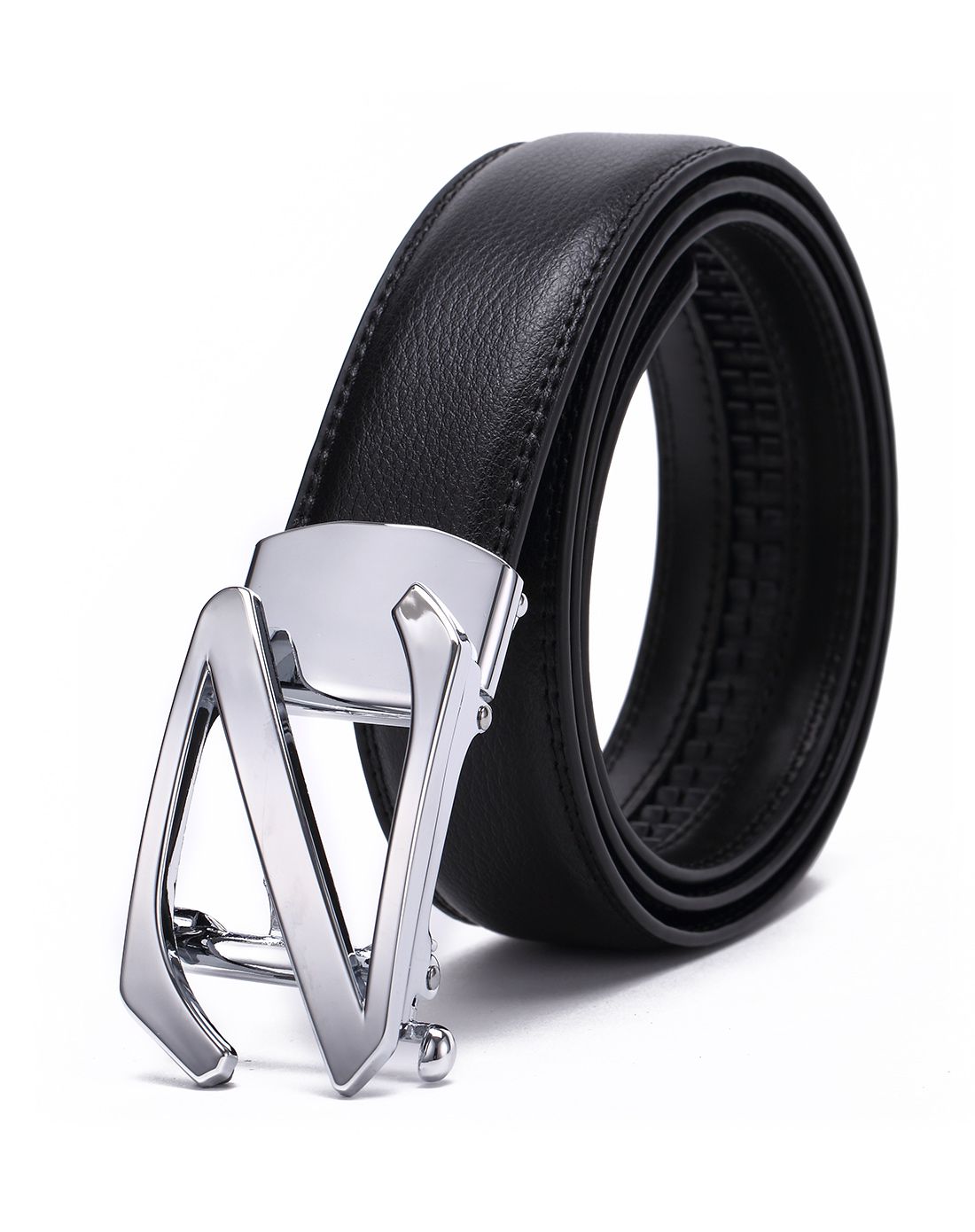 男款枪色牛皮商务休闲自动扣皮带