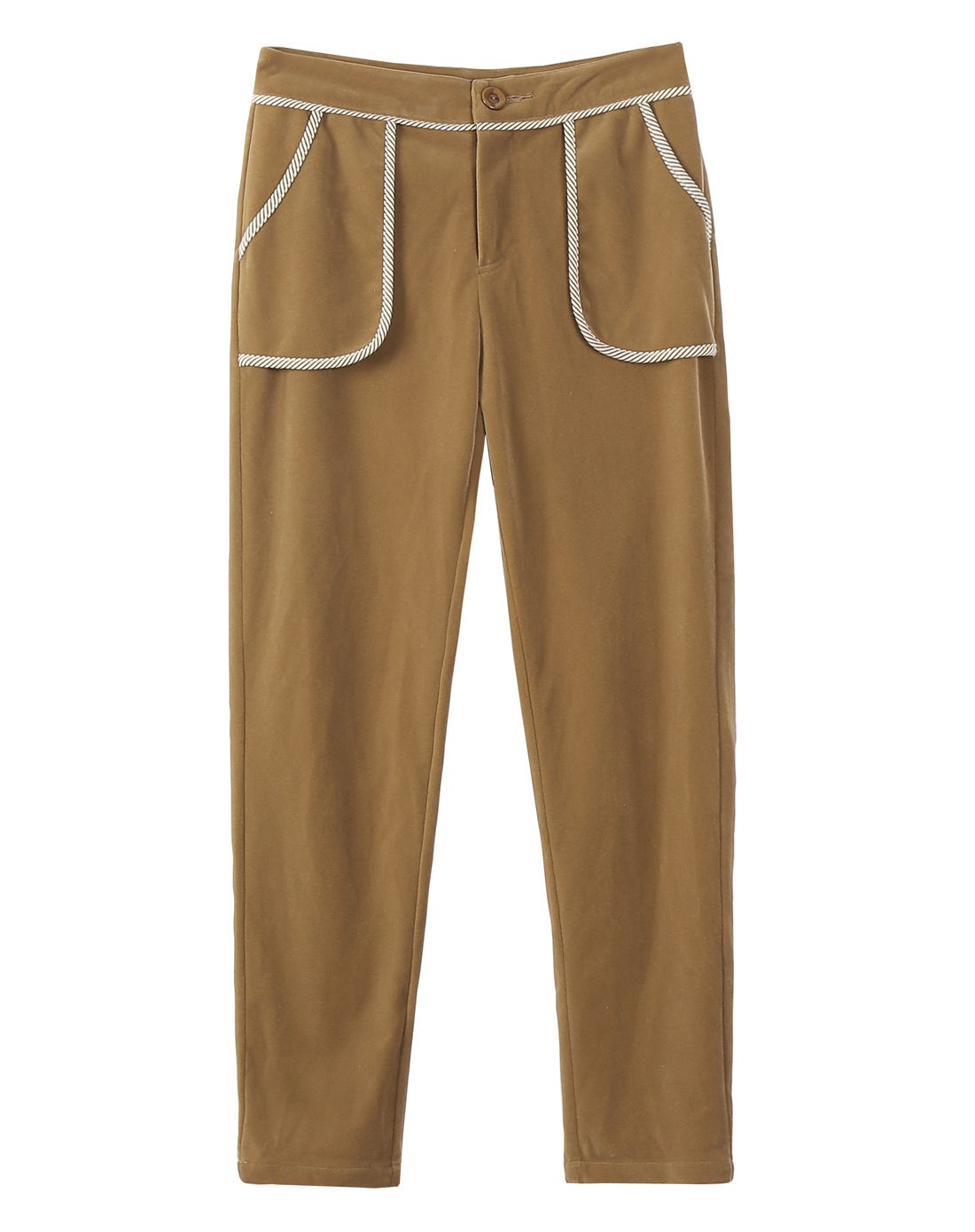 悠闲好氛围 学院风口袋包边休闲裤