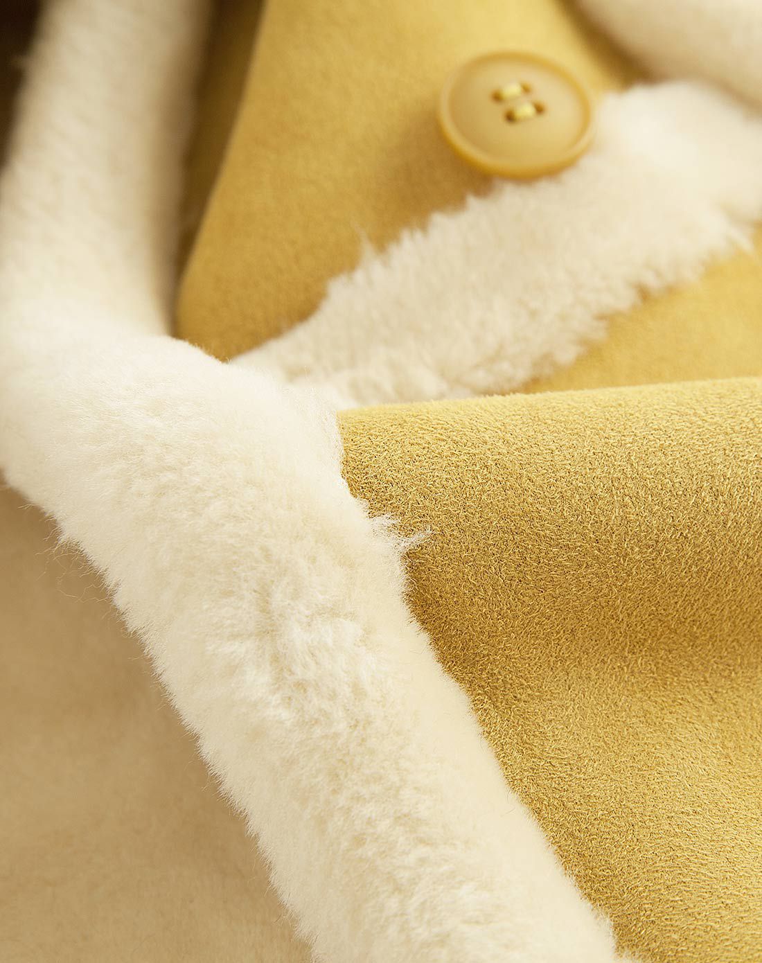 芥末黄磨砂绒韩版大衣