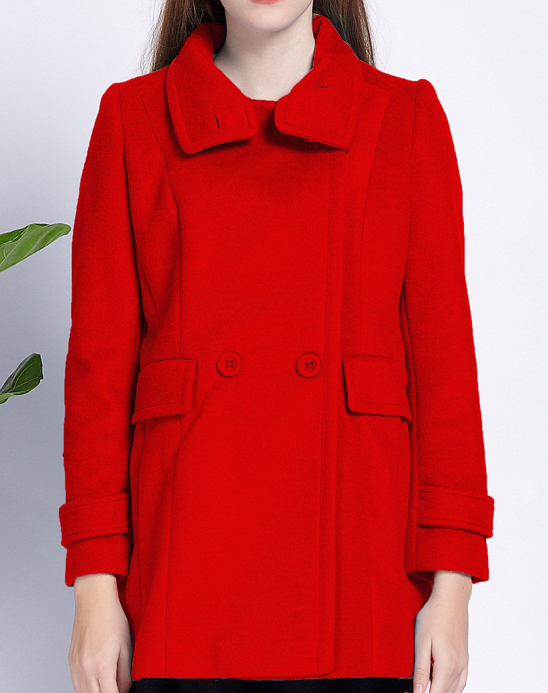 大红色羊毛大衣