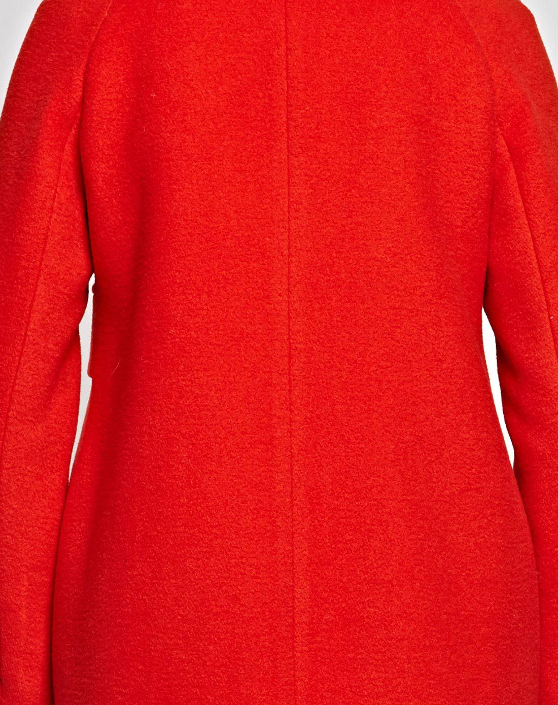 橘红色立领茧型纯色长款毛呢外套