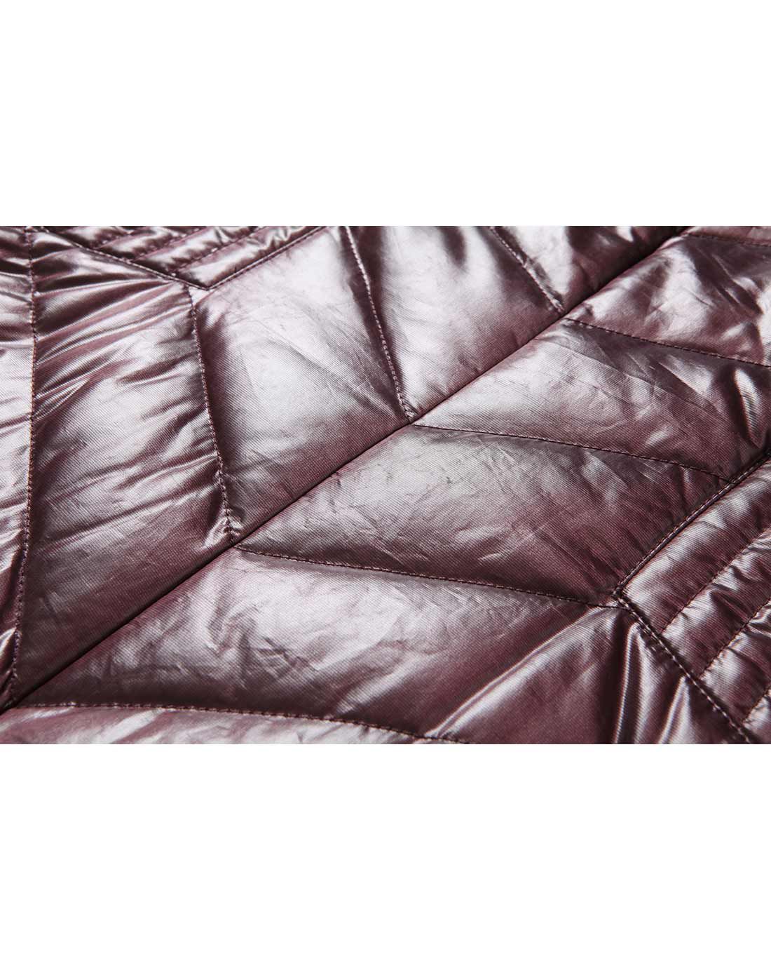 茄色修身中长款百搭羽绒服