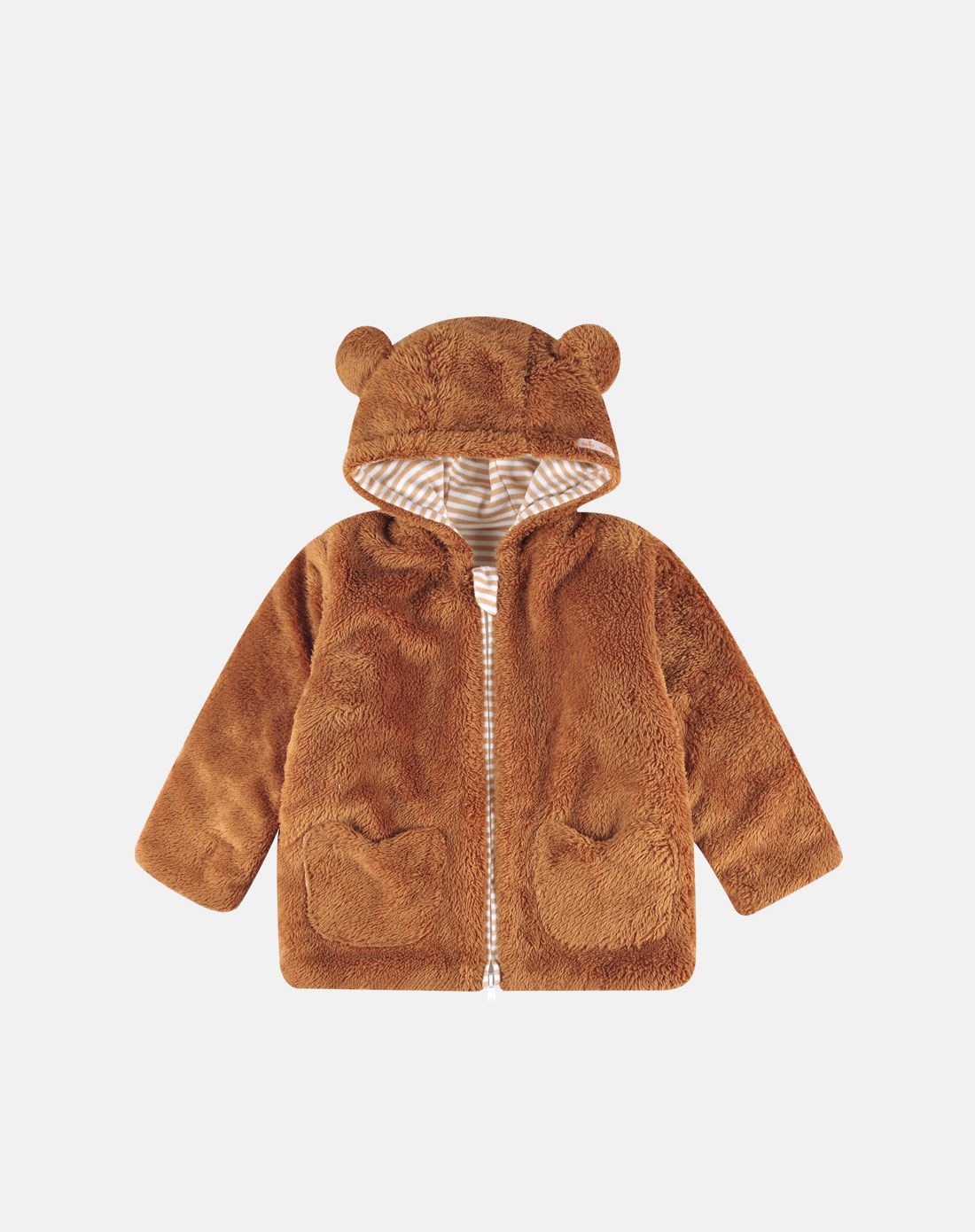 棕色森林学园毛毛熊连帽拉链外套